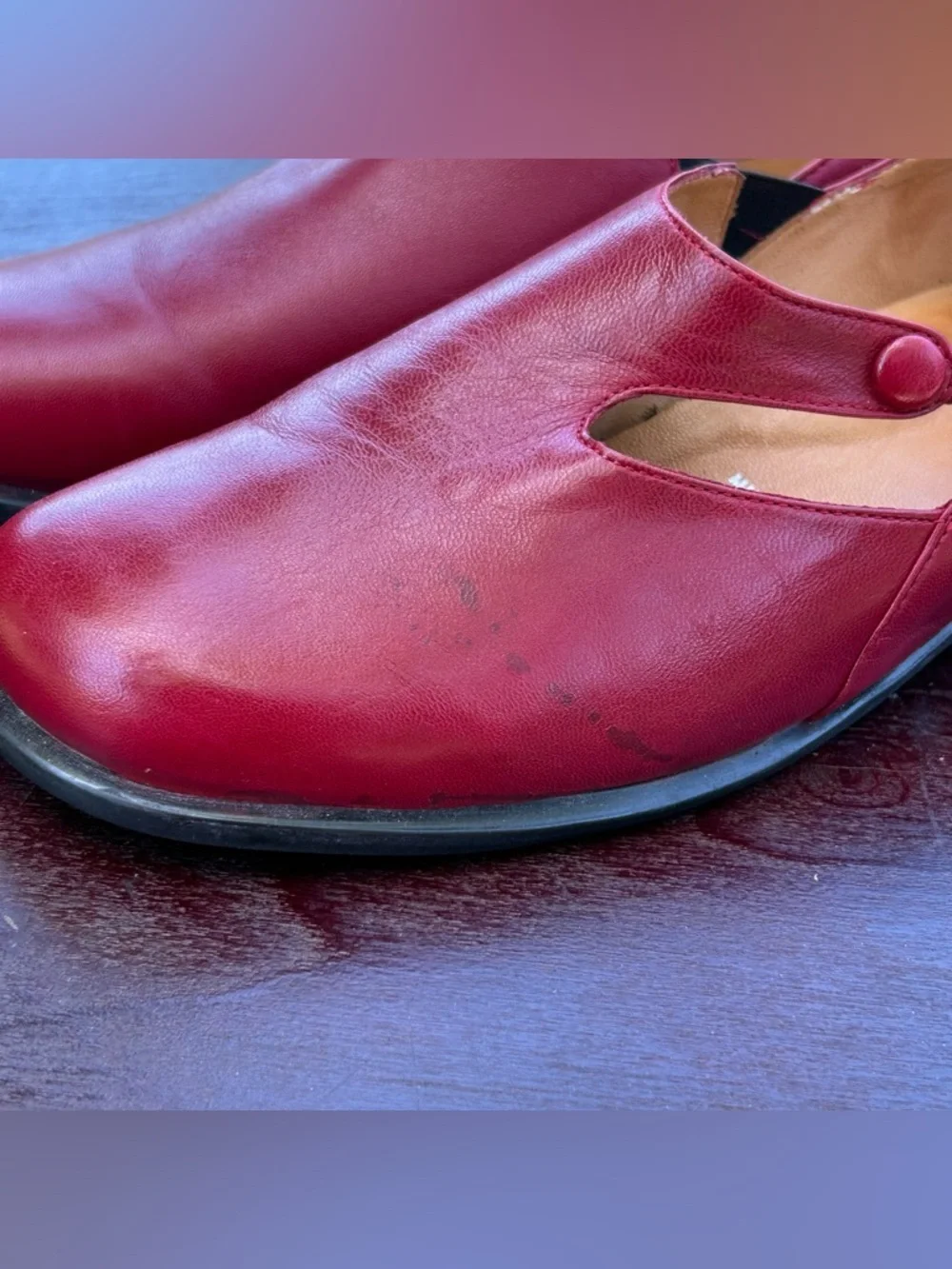 1803 Footwear Handmade Leather Red Mary Jane Style Shoe Size EU 40/US 9